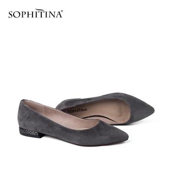 

SOPHITINA Elegant Genuine Leather Women's Flats Autumn Soft Shallow Low Heel High Quality Shoes Slip On Casual Wedding Flats P01