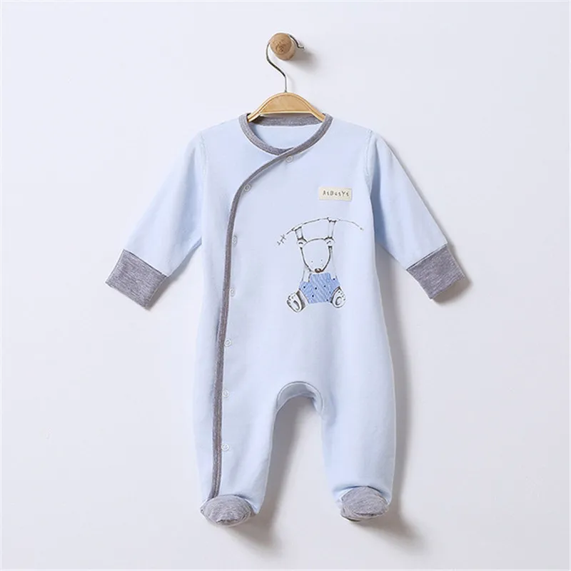 

Baby Footed Pajamas with Mitten Cuffs Blet Closure 100% Cotton Solid Color Soft Cute Baby Footies Sleepers 0-3 Months
