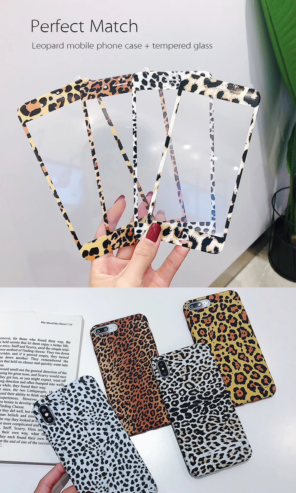 PORTEFEUILLE luxury 360 Full  Sexy screen Leopard Patterned print for IPhone 6 7 8 plus X XS XR XS MAX silicone cover protection (3)