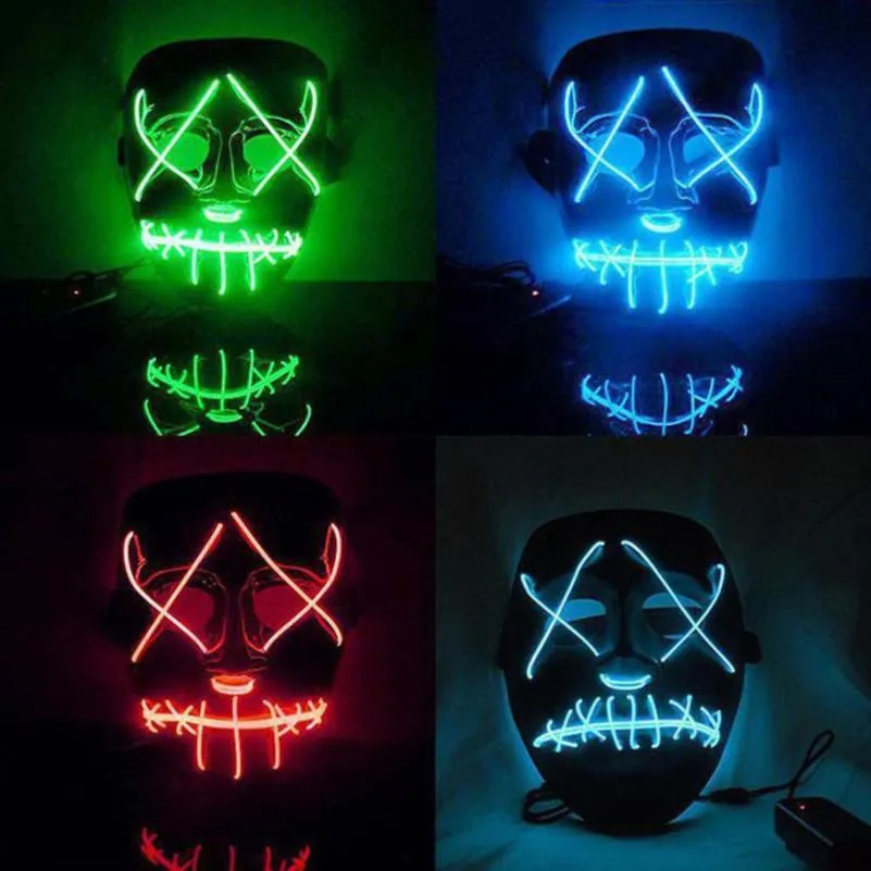

1 pcs EL Wire Mask Light Up Neon Skull LED Mask For Halloween Party And Concert Scary Party Theme Cosplay Payday Series Masks