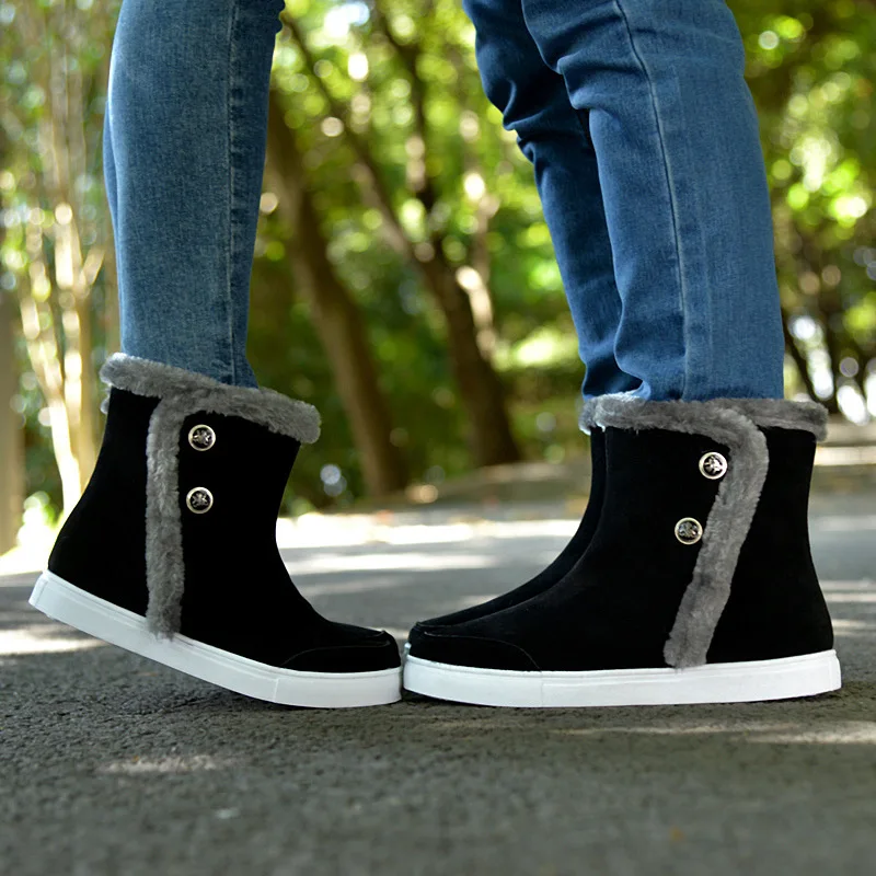 

High Quality Size 36-44 Black Mid Calf Ugs Australia Boot Zip Metal Women Winter Snow Boots Black Boots Platform Shoe Shoe Brand