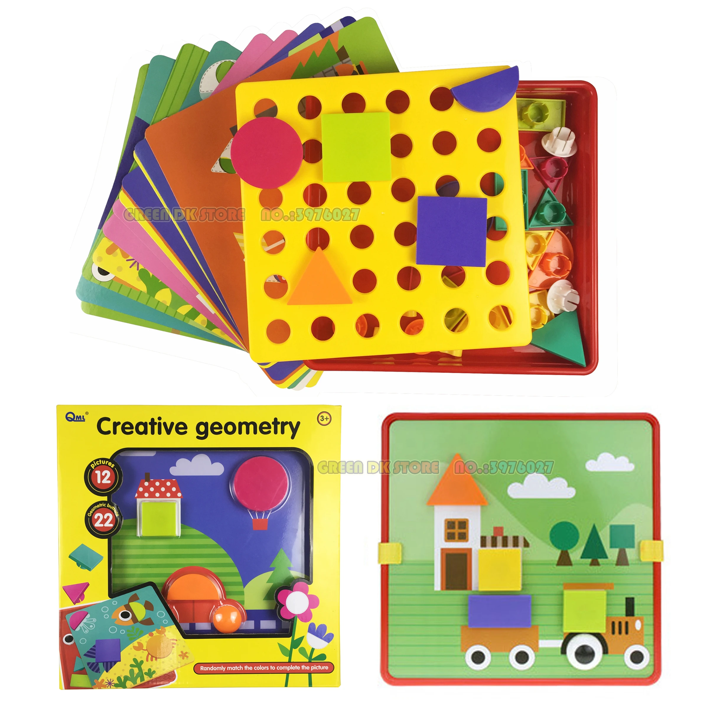 

Creative Mosaic Puzzle Toys For Kids Geometry Shape Matching Mushrooms Nails Button Baby Preschool Educational Learning Gift