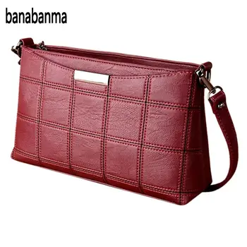 

banabanma Simple Stylish Lattice Single Shoulder Bag Elegant Women's Zipper Handbags Fashion All-match Soft Leather ZK30