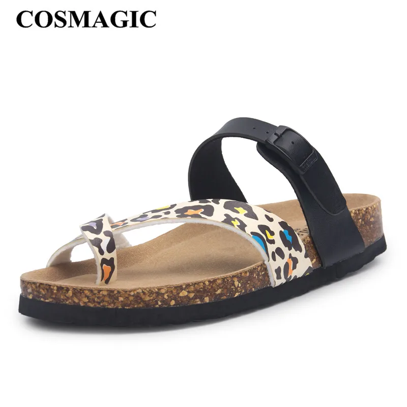 Женские шлепанцы COSMAGIC разноцветные на пробковой подошве для пляжа лето
