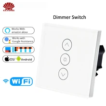 Wifi умный настенный сенсорный диммер, переключатель AC100-240V10A стандарта США/ЕС/Великобритании бесплатное приложение Голосовое управление работает с Alexa и Google Home
