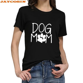 

JAYCOSIN Hot High Quality Fashion Design Women's Loose Short-Sleeved Dog Mom Print T-Shirt Casual O-Neck Top Polyester New