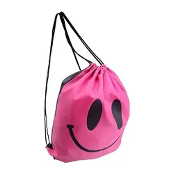 Улыбка открытый рюкзак с кулиской водонепроницаемая сумка розовый красный
