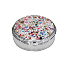 Diamond-studded Portable Jewelry Box Mini Stainless Steel Ring Earrings Bracelets Necklaces Medicine Gift Organizer Storage Box
