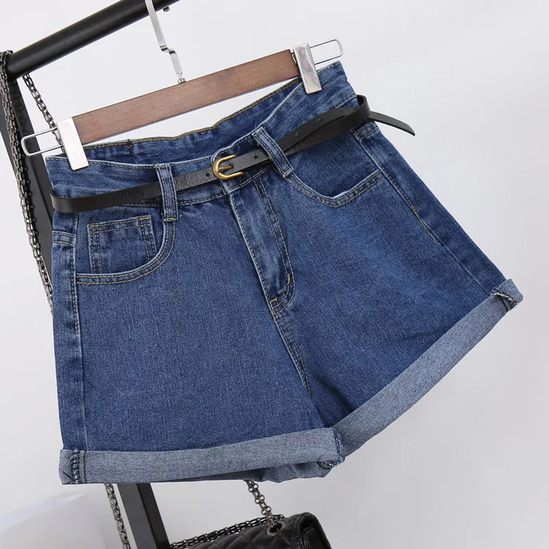 Европа синий опрессованные джинсовые шорты для женщин летние новые повседневные короткие джинсы женские шорты с высокой талией - Цвет: Синий