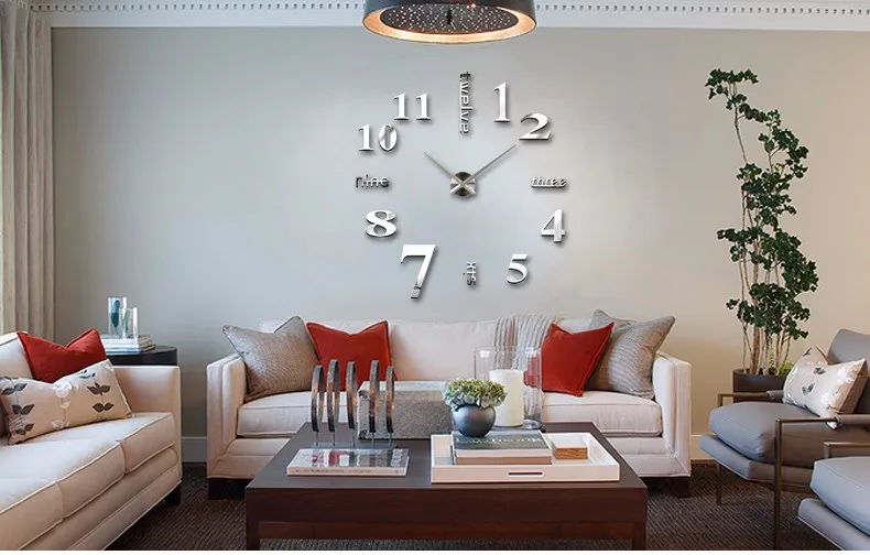 Модные 3D настенные часы современный DIY дизайн саморегулирующиеся настенные часы Металлическая акриловая наклейка зеркало