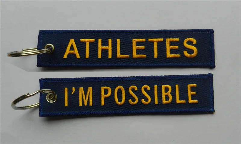 

Athletics Meet I'm Possible Zipper Pull Fabric Embroidery Keychain