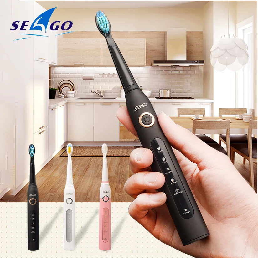 

Electric Toothbrush Sonic Wave Rechargeable Top Quality Smart Chip Toothbrush Head Replaceable Whitening Healthy Best Gift !