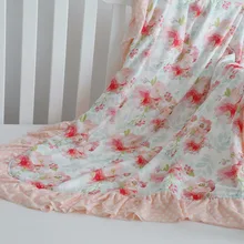 Цветочный Минки Одеяло для новорожденного ребенка гофрированное одеяло Новорожденные малыши мягкие и удобные постельные принадлежности одеяло(розовый мятный цветочный