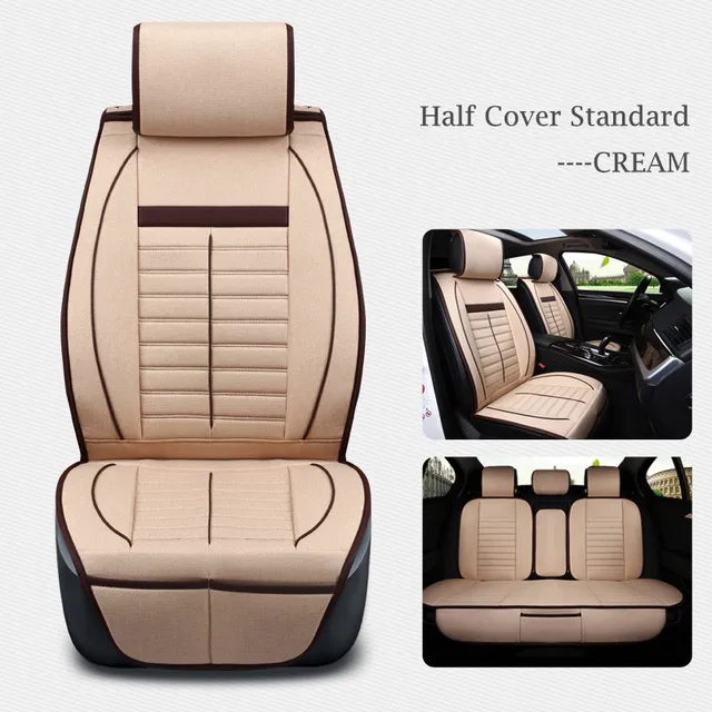 Cotton Linen Breathable Seat Cover for Cadillac ATS L XTS CTS CT6 SRX
