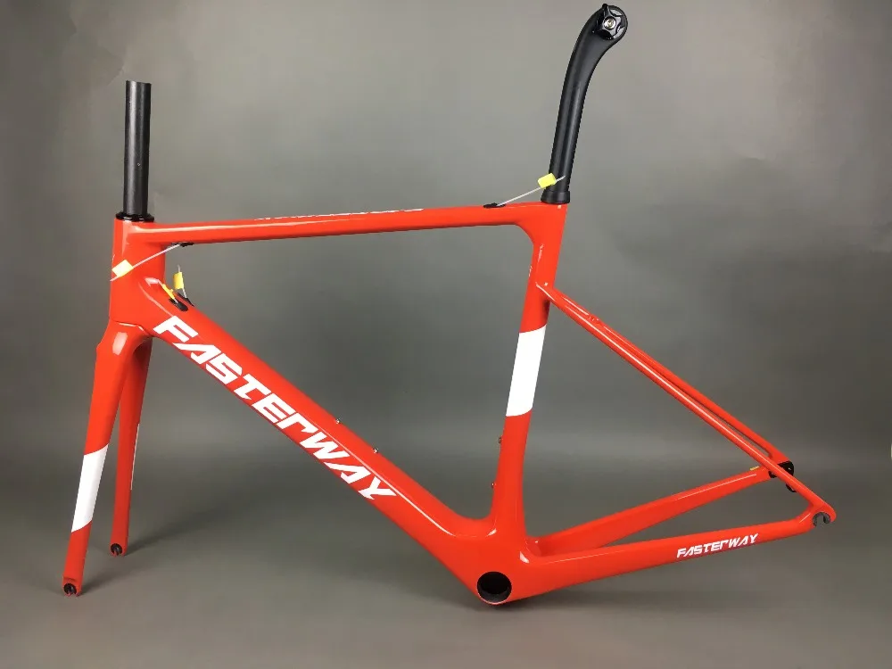 Flash Deal light blue 2018 TAIWAN FASTERWAY classic carbon road frameset UD weaves carbon bike frame:Frameset+Seatpost+Fork+Clamp+Headset 89