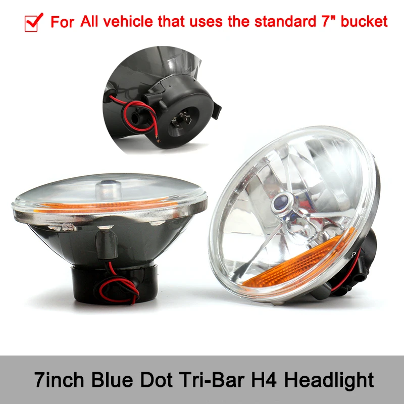 

2 Pcs 7" LED Headlight H4 Headlight With Amber Turn Signal Lamp For Chevy Ford
