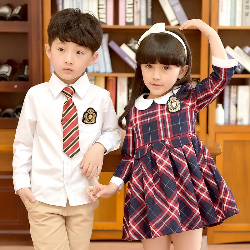 Новая детская хлопковая Корейская школьная форма, костюм для девочек и мальчиков, белые рубашки, платье, короткие штаны, галстук, школьная форма, От 4 до 10 лет