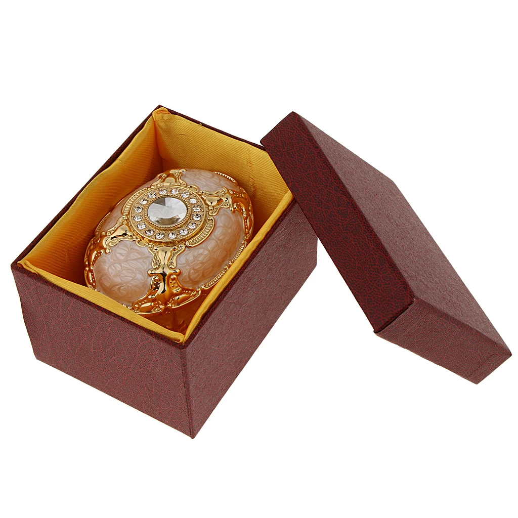 Crystal Enamel Oval Metal Vintage Jewelry Box Gift Earrings Ring Storage Box