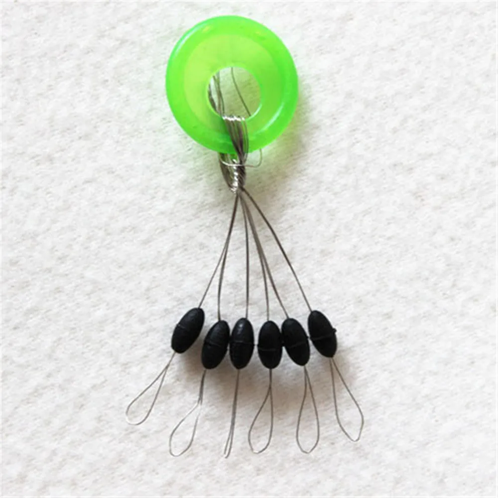 10 Group 60 PCS Green Rubber Stopper Fishing Line Resistance Fishing Equipment Beans Space Not To Hurt The Vertical Line Beans