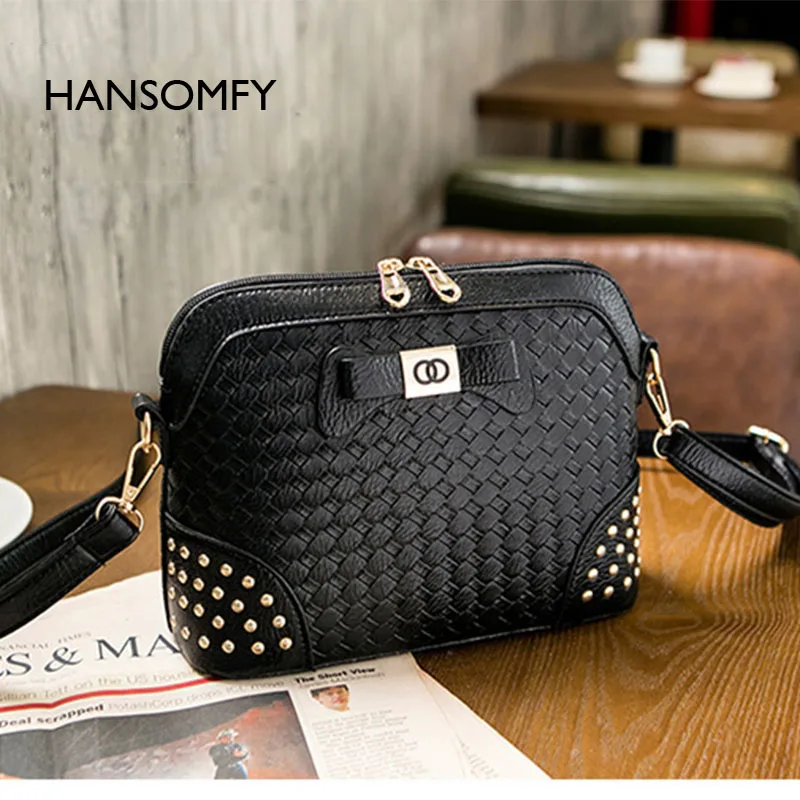 

HANSOMFY 2017 new handbag fashion woven bag all-match Shoulder Messenger Bag