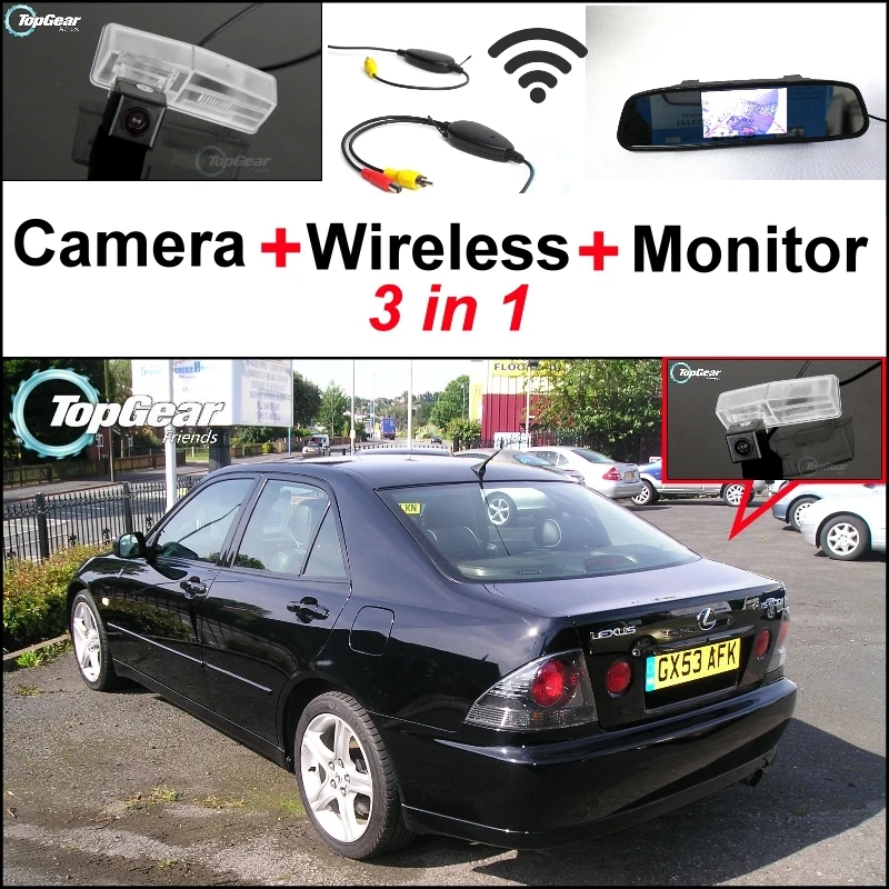 3 in1 Special Rear View Camera + Wireless Receiver Mirror Monitor DIY Parking System For Lexus IS300 IS200 ES300 ES330 Altezza | Автомобили