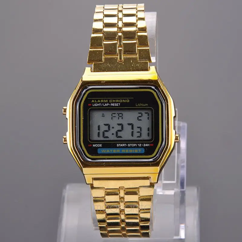 gold electronic watch