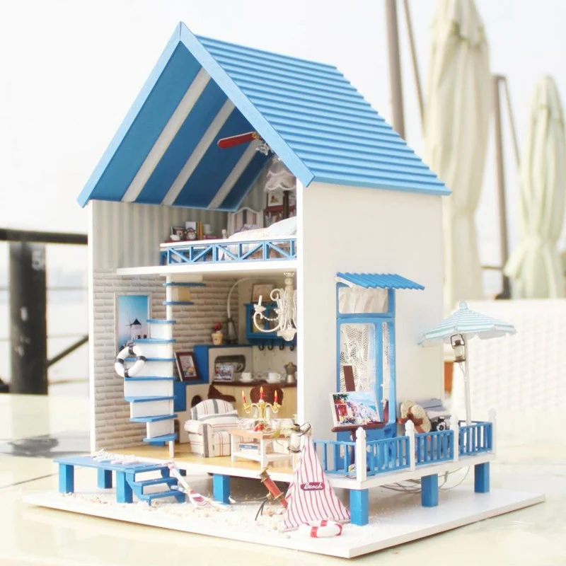 

New Arrival A-018-A Romantic Aegean Sea Handmake DIY Dollhouse Miniature Model With Light Music Gift Collection