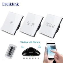 EU Standard Wireless 1 2 3 Gang WiFi Light Switch,Smart Home Automation Remote Control Touch Panel Switch Via Broadlink RM Pro funryn eu st2 1 2 3 gang rf433 light switch smart home automation remote control touch panel switch via broadlink rm pro rm2