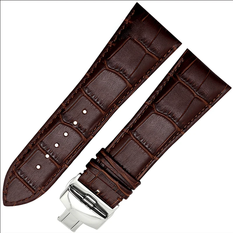 22 мм 23 мм 24 мм 26 мм 28 мм черный коричневый кожаный ремешок с застежкой-бабочкой для мужских браслетов механические аксессуары для часов