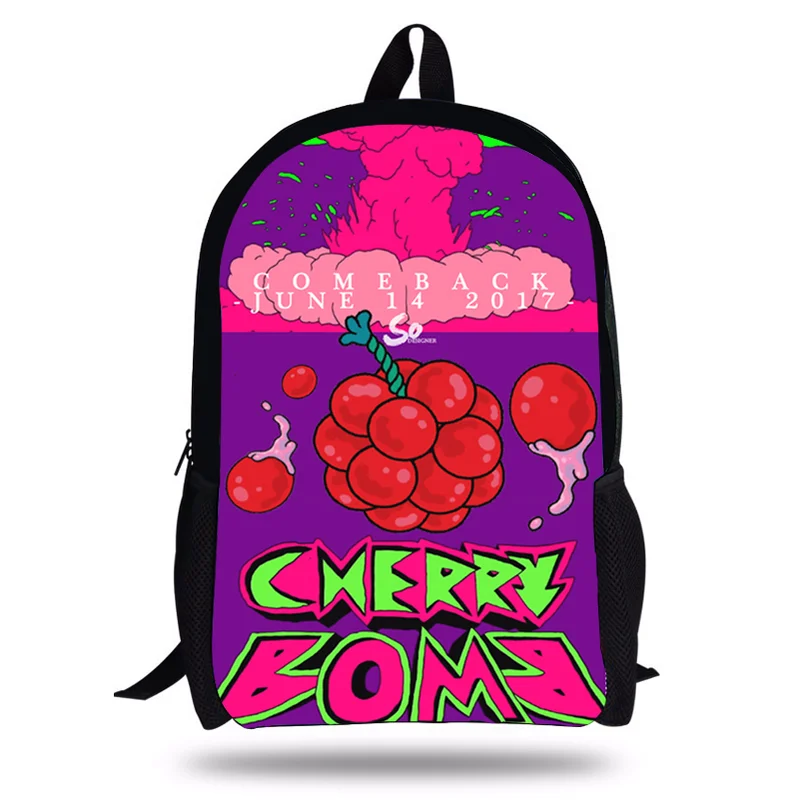 Fashion Korean Bands Boys Backpack for Teenagers Cherry Bombs Painting Children Shool Bags Girls Bagpack | Багаж и сумки