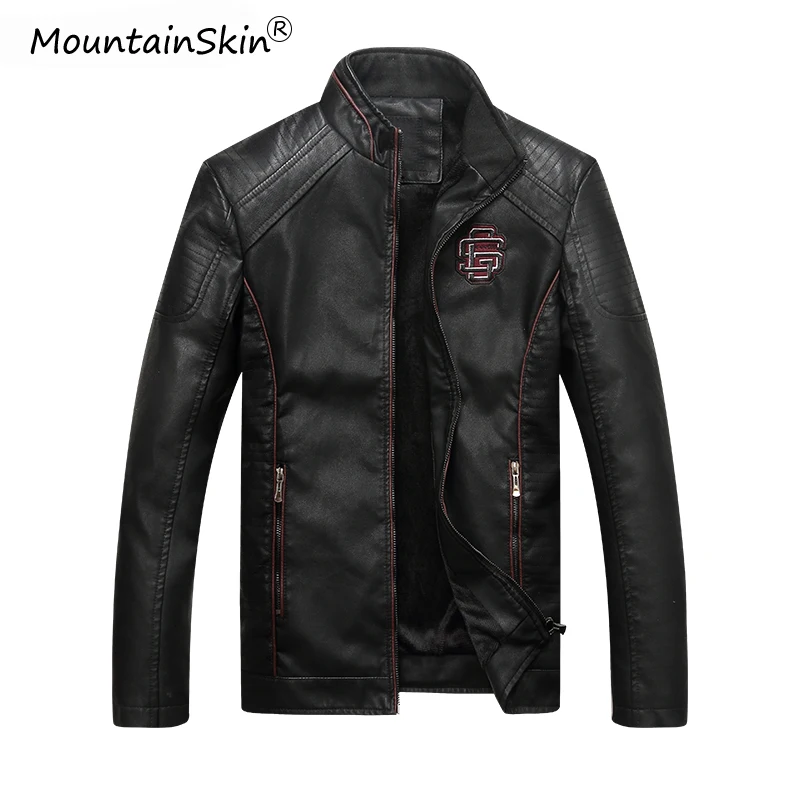 

Mountainskin Men's Winter Autumn Casual Leather Jacket Fitness Motorcycle Faux Leather Bomber Jacket Male Outerwears LA766