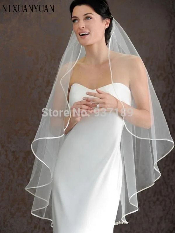 

Hot Seller 1 LAYER White Ivory wedding Veils Short Bridal Wedding Accessories Veil bridal Wedding Veil With Satin Band