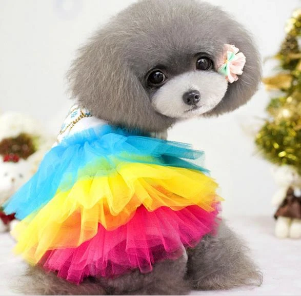 Pet Dog Rainbow Summer Dress Clothes For Puppy Chihuahua Vestido Para Cachorro Clothing For Dogs Robe Pour Chien Clothes Dresses Clothes Linedress Shirt Aliexpress
