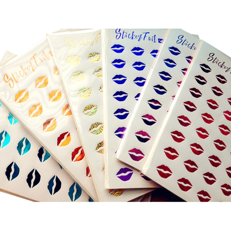 

12 Sheets Kids DIY Bronzing Stamping Diamond Lips Stickers Scrapbook Sticky Notes Sticker on the Phone Decor Toys for Children