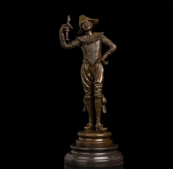 

33 CM Western Art Deco Bronze Young Man Circus Troupe Clown Buffoon Sculpture