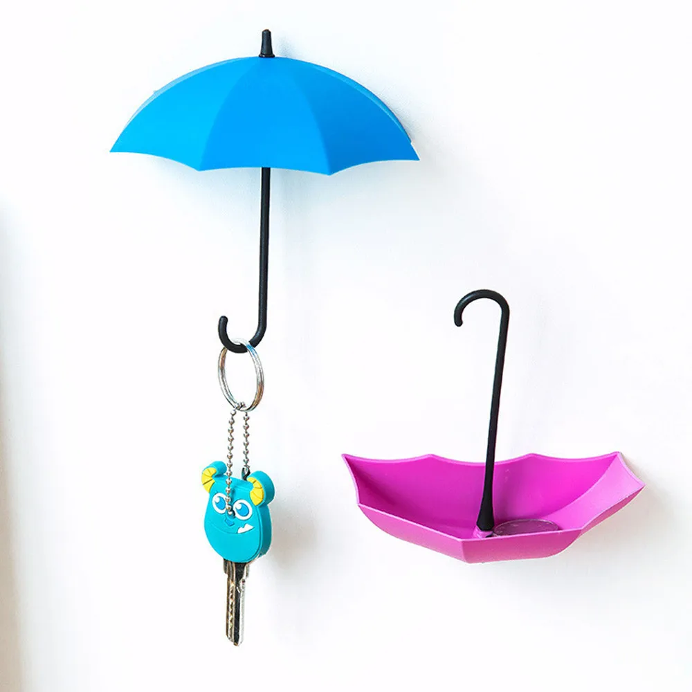 

3Pcs/set Key Holder Wall Hook Hanger Cute Umbrella Shape Creative Wall Mounted Sundries Hooks Durable Home Room Organizer F815