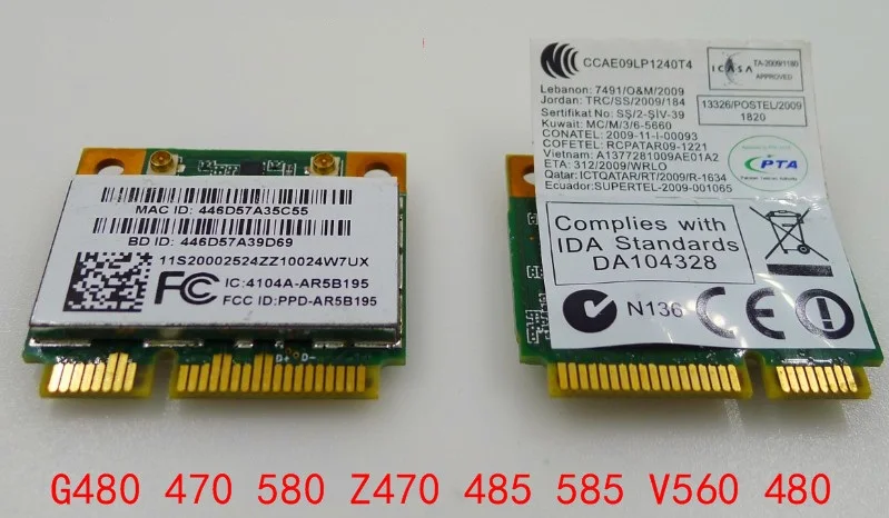 Новая беспроводная карта SSEA wifi Bluetooth3.0 для Atheros AR5B195(AR9002WB 1NG) AR9285 lenovo G470 G480 G485 G580