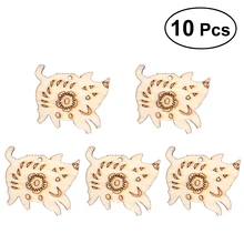 10 шт. НЕОБРАБОТАННАЯ древесина чипы вырезы деревянные украшения китайские зодиакальные животные для DIY ремесла реквизит