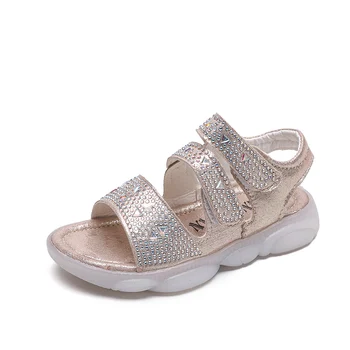 

Bekamille Girls Sandals Summer Toddler Shoes Bear Thick Bottom Crystal Decoration Beach Princess Sandals Soft Bottom