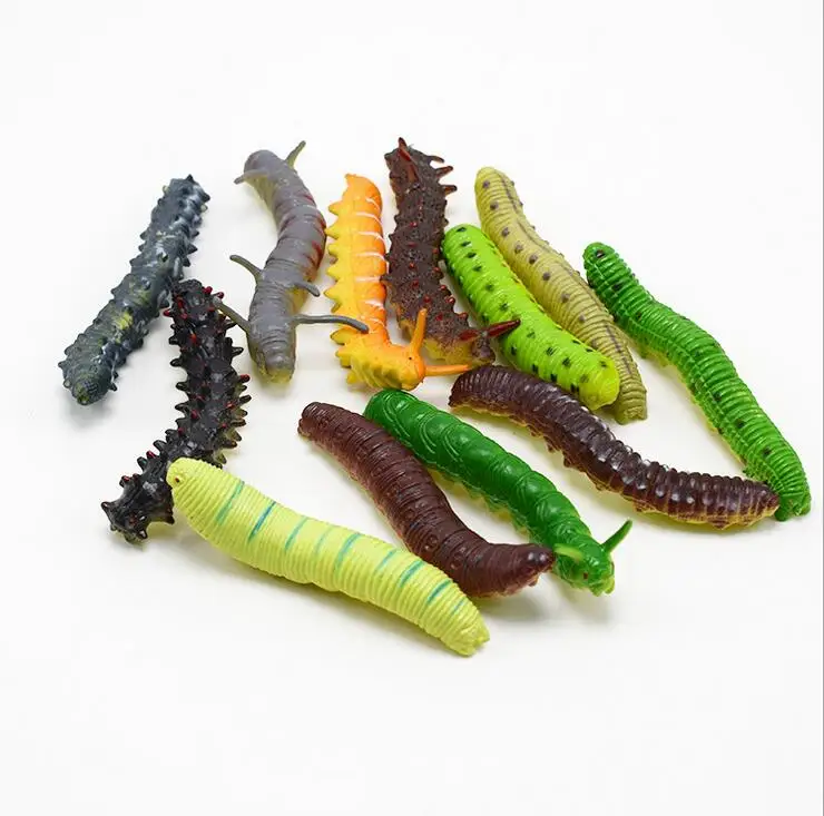 6pcs/Lot Different Twisty Worm Realistic Fake Caterpillar Insect Educational Trick Toy Simulated crawling insect animal