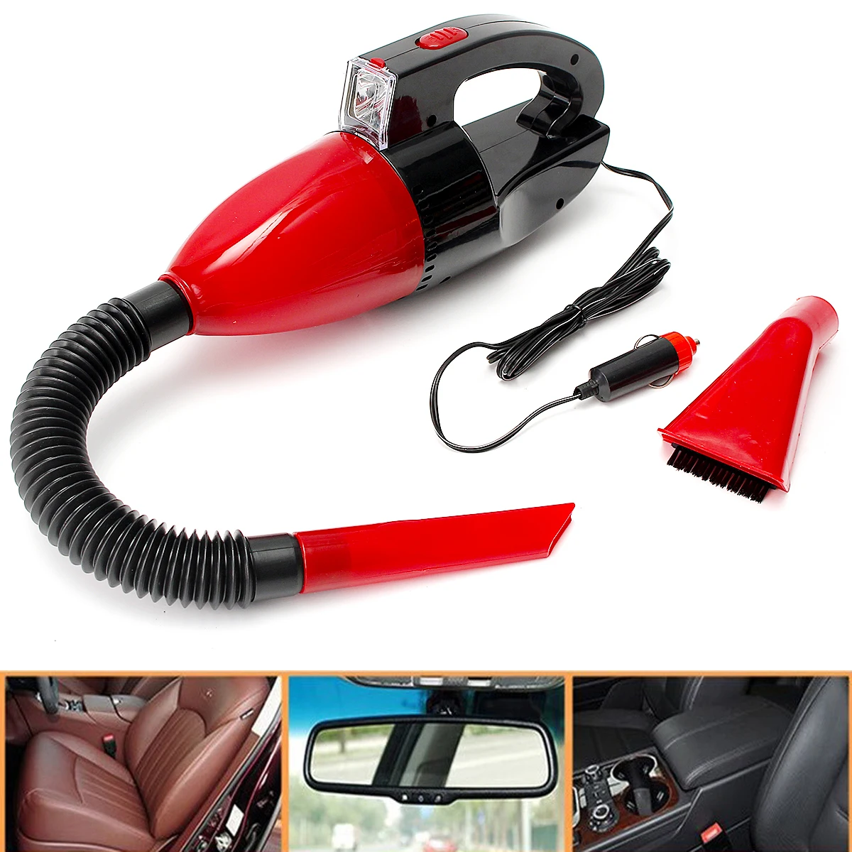 

12V Vacuum Cleaner for Car Auto Dry Wet Dust Dirt Handheld Hand Mini Portable Red Vacuum Cleaner Electrical Appliance