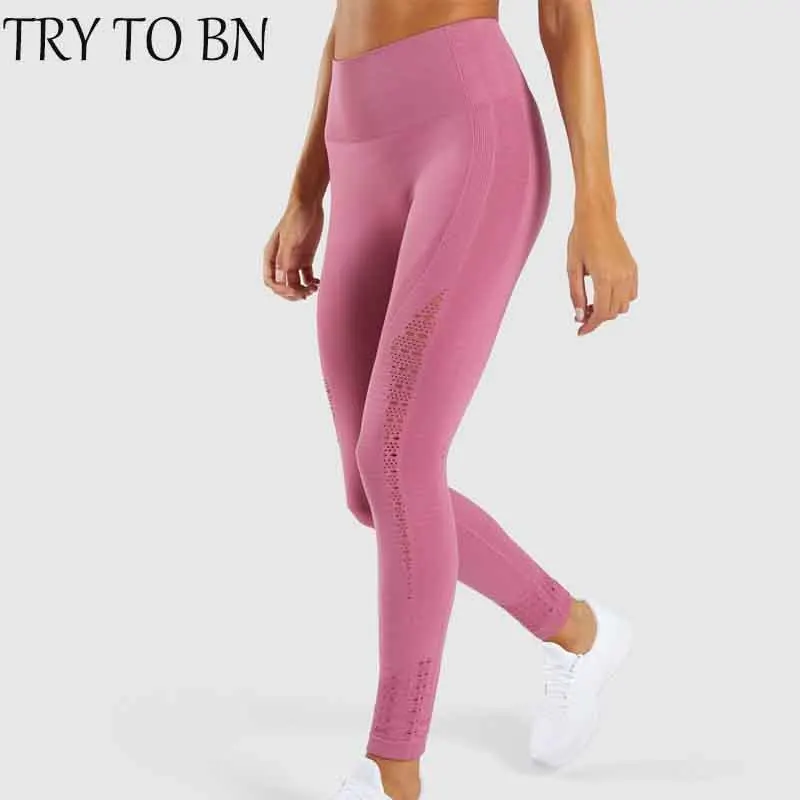 

TRY TO BN 2019 New Leggings For Women Fashion Casual High Waist Leggins Hollow Push Up Workout Slim Fitness Leggings