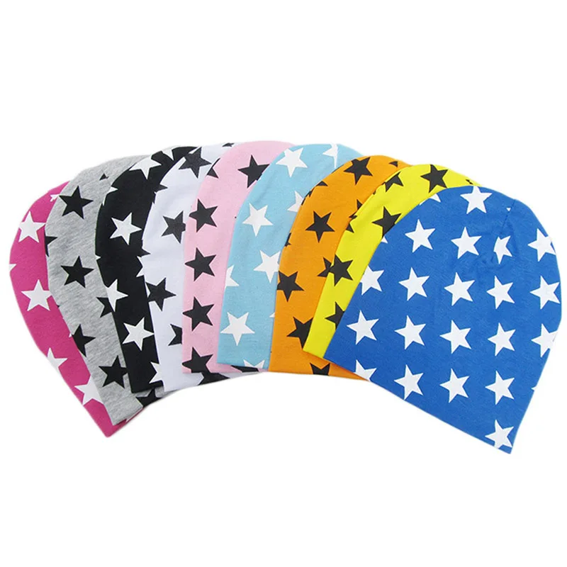 3Pcs/Set Cotton Baby Hat Scarf Autumn Winter Star Prints Children Scarf-Collar Beanie Baby Boy Girl Warm Cap Scarves