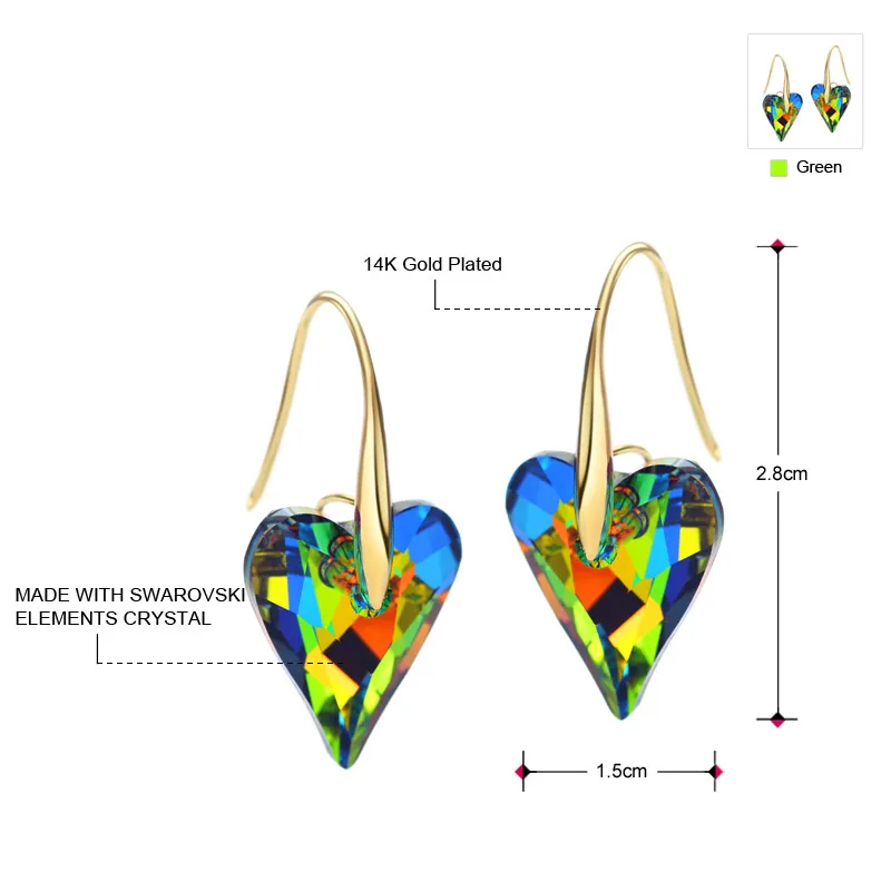 Neoglory, длинные висячие серьги с кристаллами, смешанные цвета, большая любовь, сердце, стиль, романтический праздник, украшенные кристаллами Swarovski