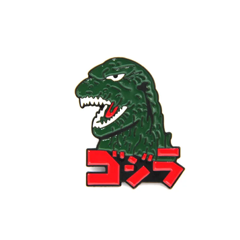 

12pcs Godzilla Dinosaur Metal Brooch Enamel figure Pin for Backpack Bag Jeans Clothes Badge Lapel Pin fashion Jewelry gift women