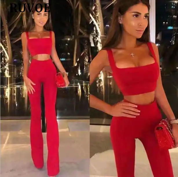 Women Sets Strap Bandage Tops & Pant 2 Two Pieces Full Length Pants Night  Out Celebrity Evening Party Bandage Clothing Set K 29|Jumpsuits| -  AliExpress