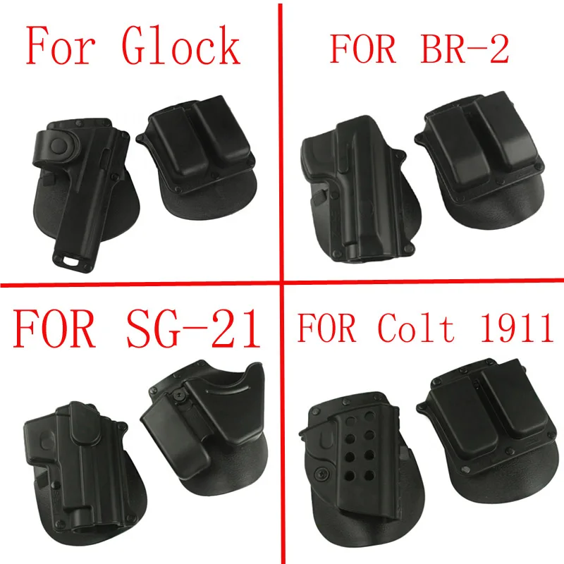 

Tactical Gun Holster with Double Magazine Pouch for 1911 / Glock / BR-2/ SG21