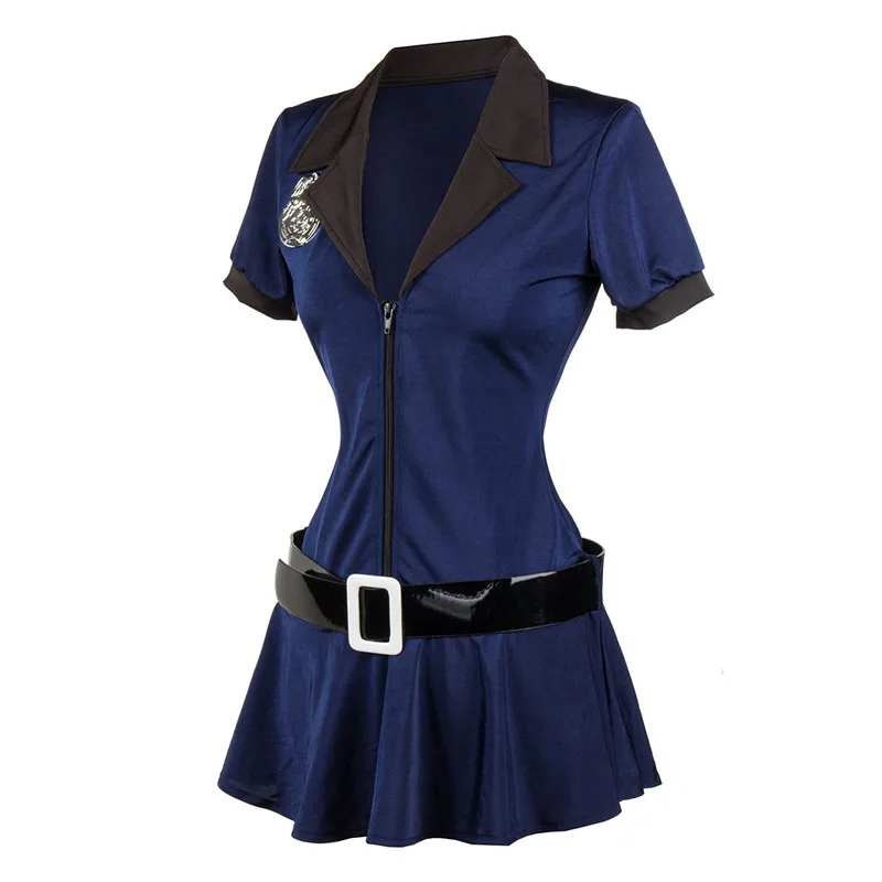 Высокое качество Синий Взрослый женский полицейский костюм сексуальная полицейская форма нарядное платье косплей полицейский наряд Бурлеск Хеллоуин костюм