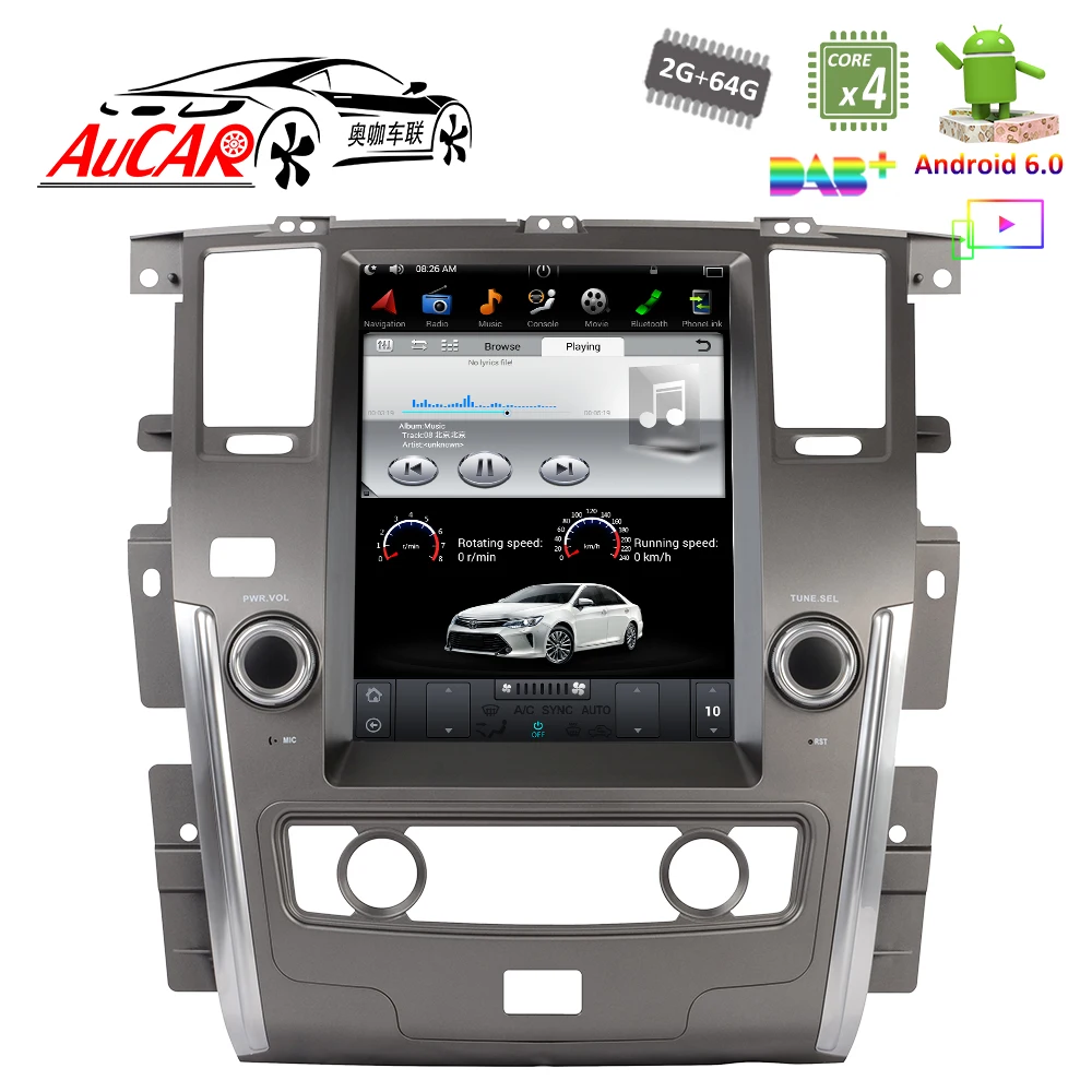 Cheap 12.1" Tesla Style for Nissan Patrol with Android car gps system Bluetooth Radio WIFI 4G Vertical Stereo car dvd player 2