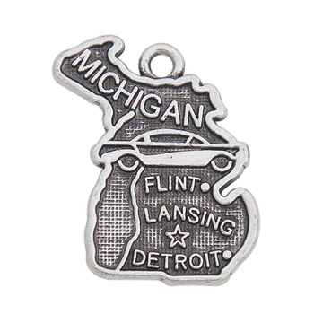

RAINXTAR Trendy American State Charms Michigan Map Charms 16*21mm 50pcs AAC944